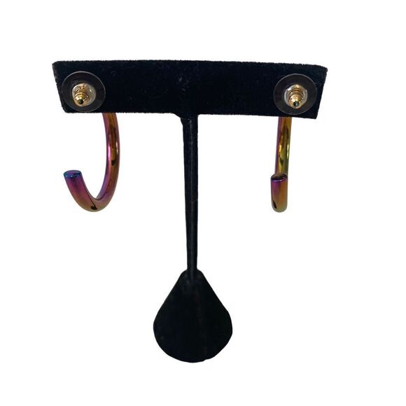 Iridescent Ombré Hoop Earrings. Gorgeous tones of Green, Blue, Purple & Gold. - Picture 4 of 6